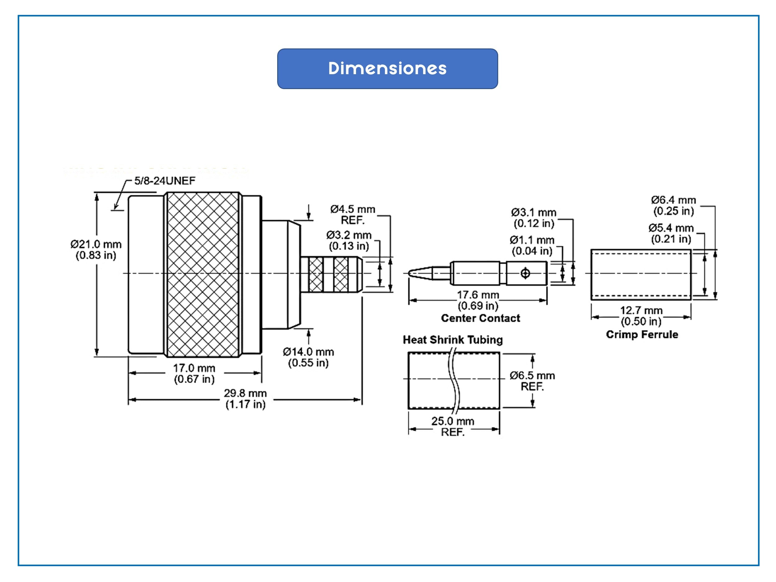 Conector N (macho) crimpable para cable RG58