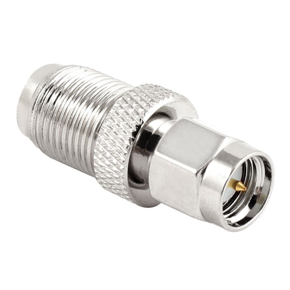Adaptador coaxial F hembra a SMA macho. Vista 5 del producto; las piezas repetidas muestran diferentes ángulos.