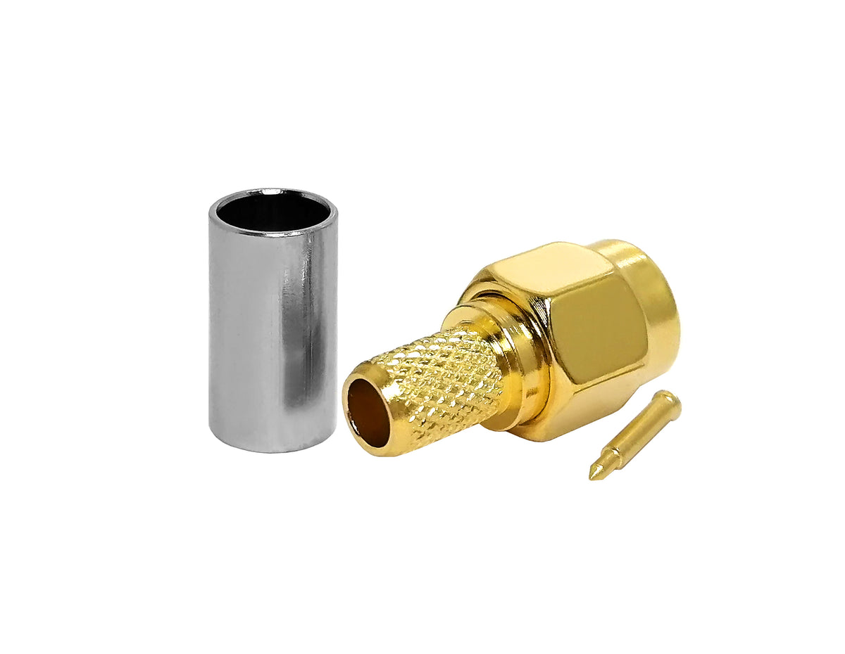 Conector SMA macho para cable RG58. Vista 5 del producto; las piezas repetidas muestran diferentes ángulos.