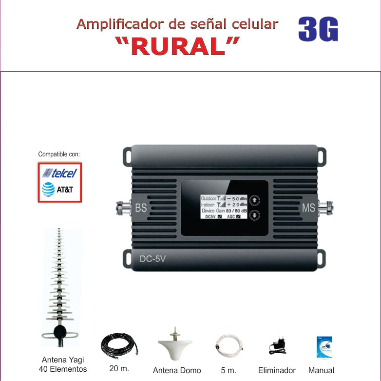 Antena Amplificador De Señal Celular Telcel 3g Rural