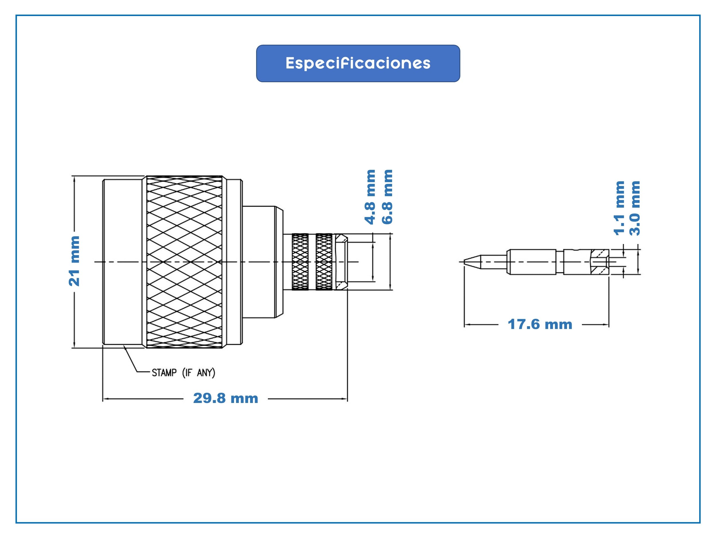 Conector N (macho) crimpable para cable RG6