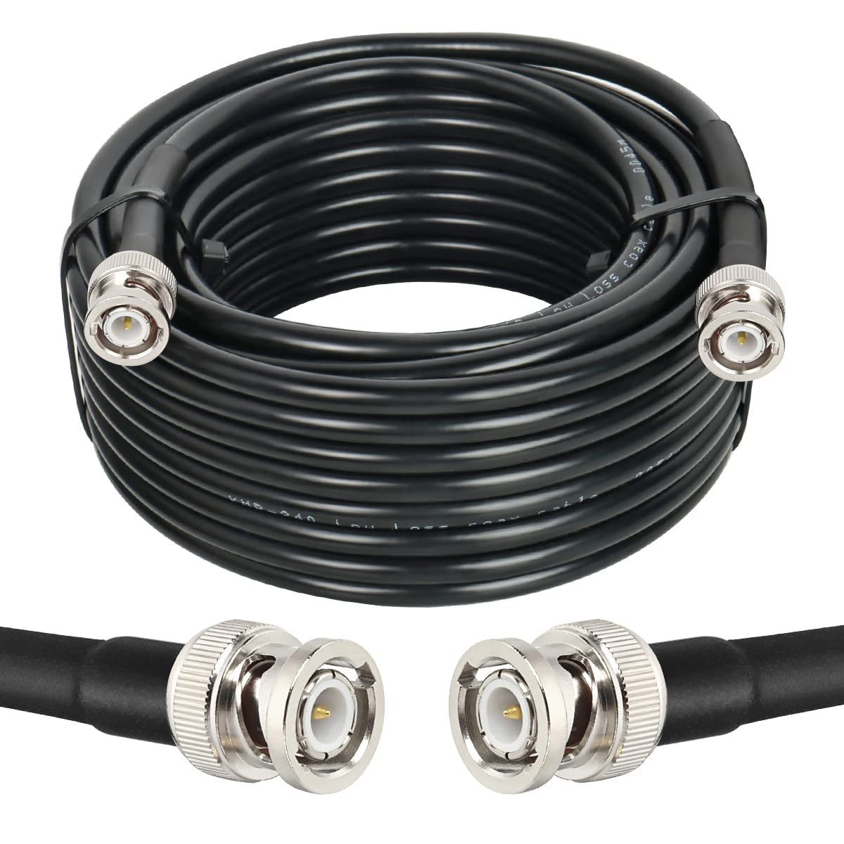 Cable 10 m BNC macho a BNC macho. Producto sobre fondo blanco.