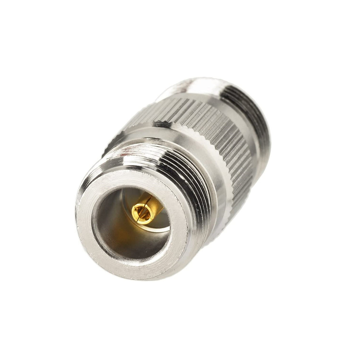 Adaptador N hembra a N hembra. Vista 2 del producto; las piezas repetidas muestran diferentes ángulos.