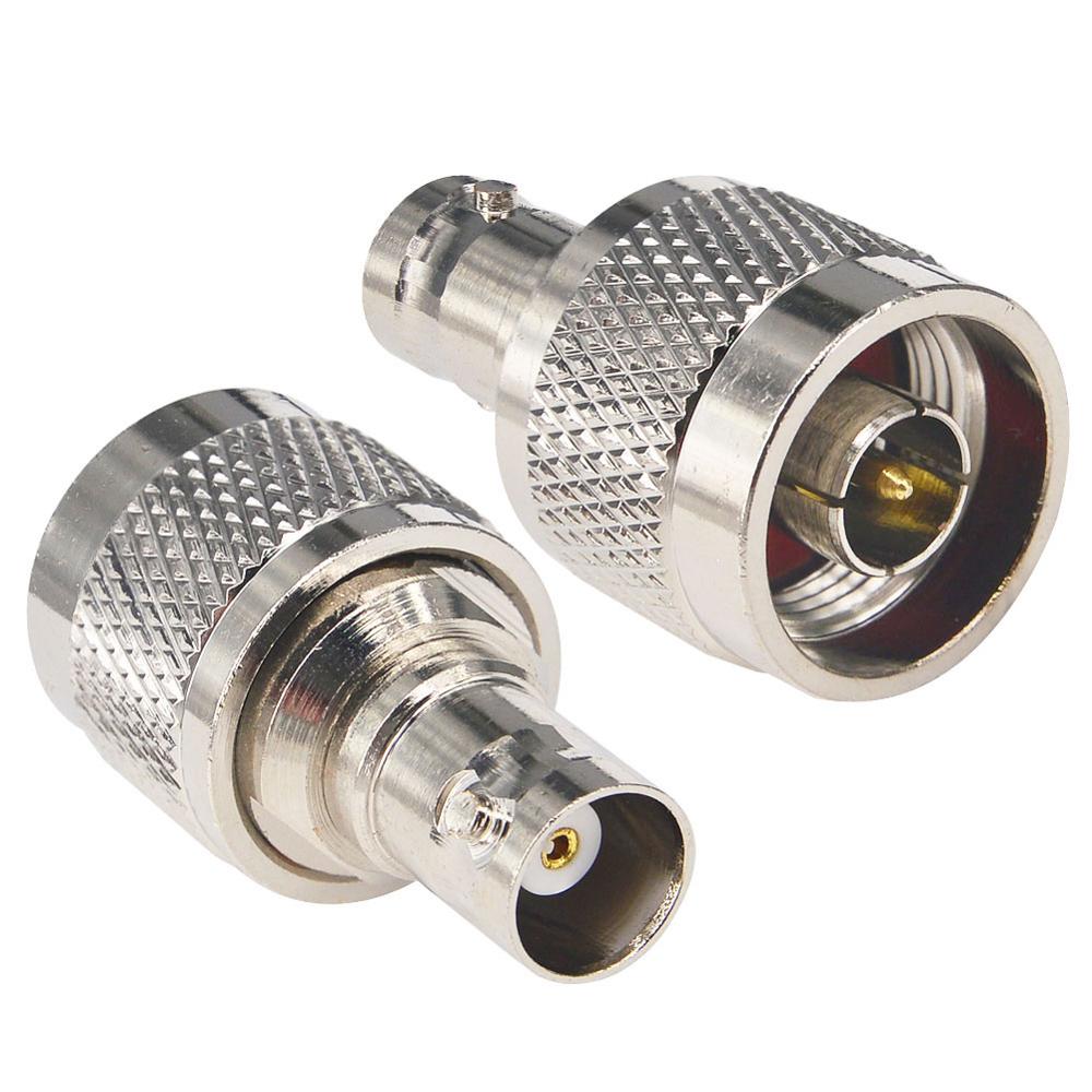 Adaptador BNC hembra a N macho. Vista 4 del producto; las piezas repetidas muestran diferentes ángulos.