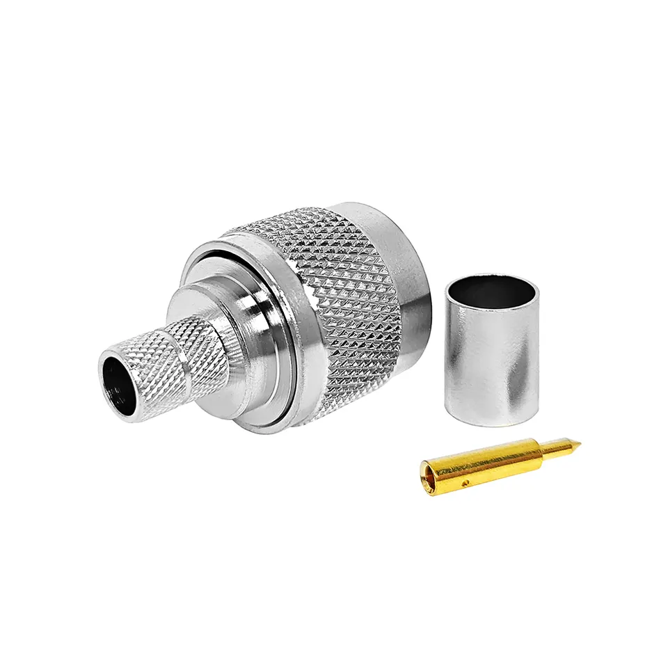 Conector N macho para cable RG6. Vista 5 del producto; las piezas repetidas muestran diferentes ángulos.
