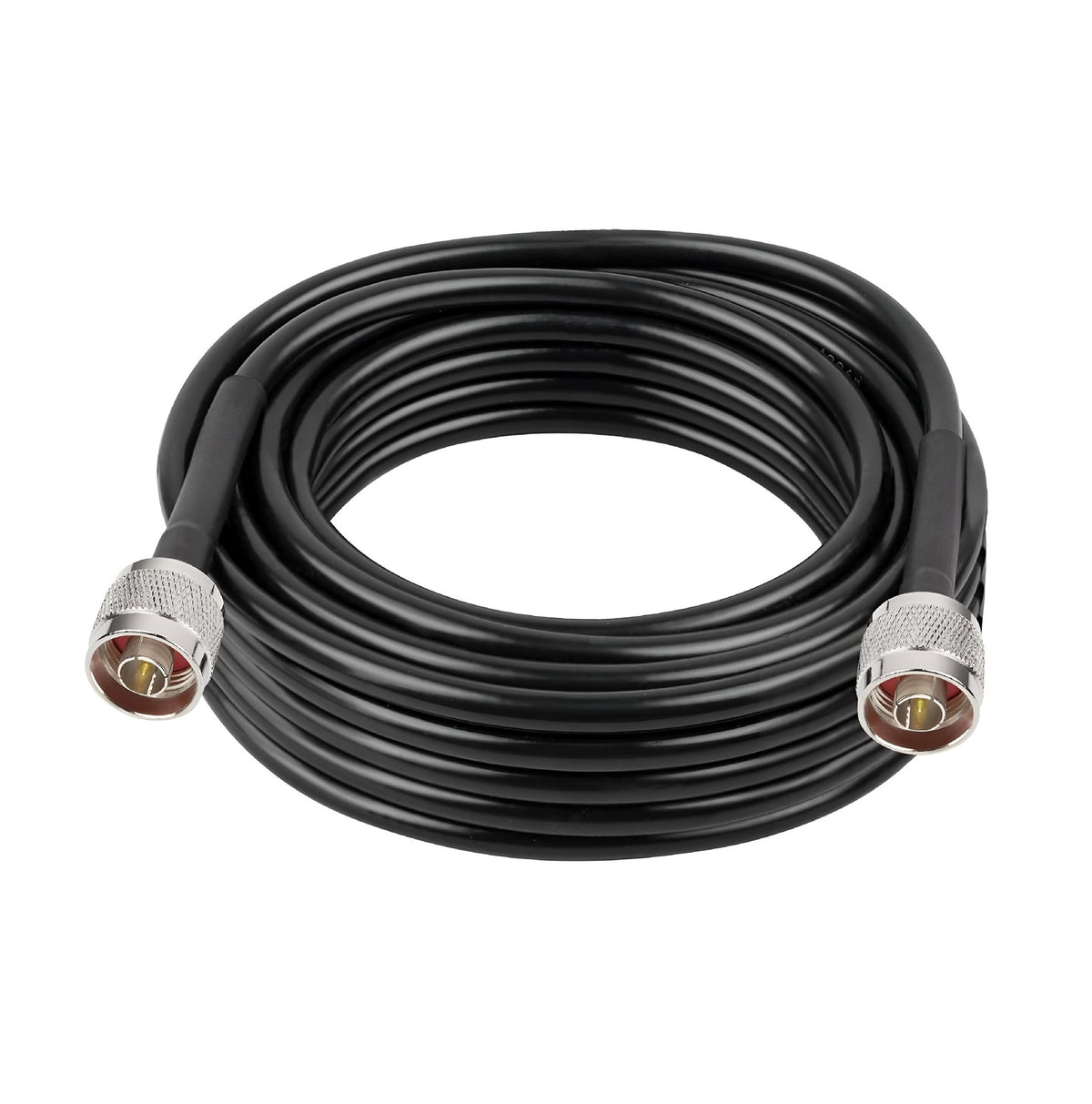 Cable 20 m N macho a N macho. Producto sobre fondo blanco.