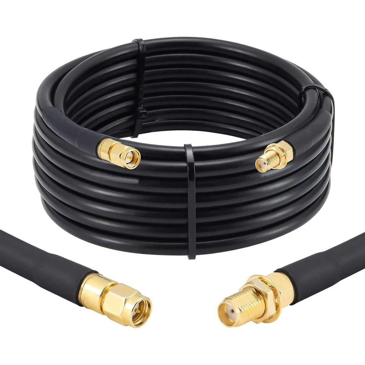 Cable 20 m SMA macho a SMA hembra. Producto sobre fondo blanco.