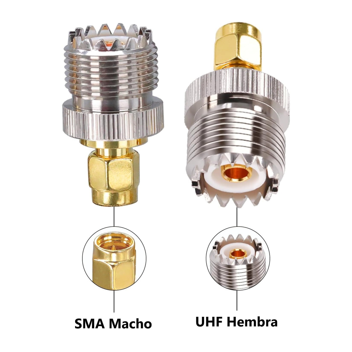 Adaptador UHF hembra a SMA macho - vista 3